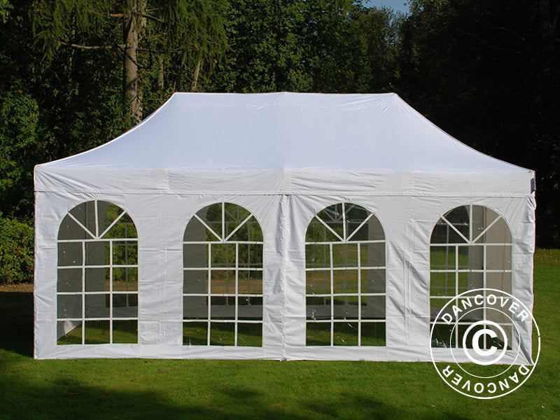 Saliekamā nojume FleXtents PRO Steel Vintage Style 3x6m Balts, ar 6 sānu sienām