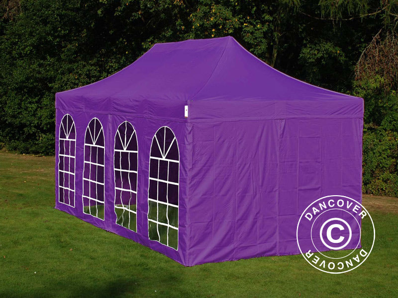 Pop up gazebo FleXtents PRO Steel Vintage Style 3x6 m Purple, incl. 6 sidewalls