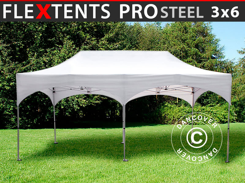 Saliekamā nojume FleXtents PRO Steel "Arched" 3x6m Balts