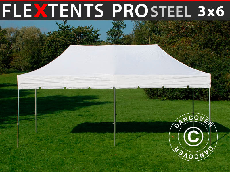 Saliekamā nojume FleXtents PRO Steel "Peaked" 3x6m Balts