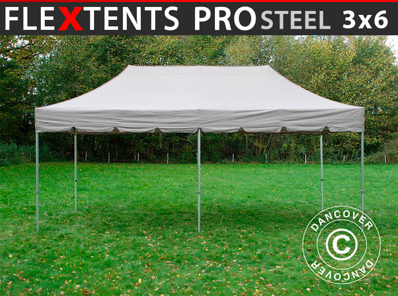 Saliekamā nojume FleXtents PRO Steel "Peaked" 3x6m Latte