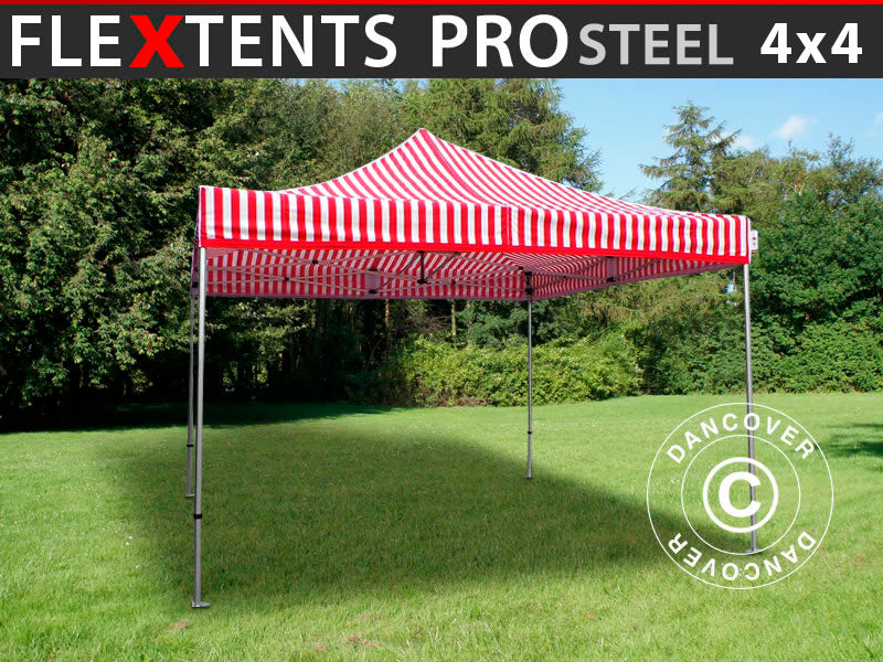 Faltzelt FleXtents PRO Steel 4x4m Gestreift