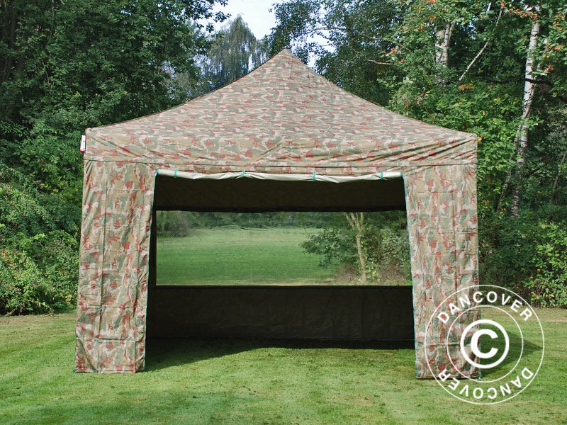 Faltzelt FleXtents PRO Steel 4x4m Camouflage, mit 4 Seitenwänden