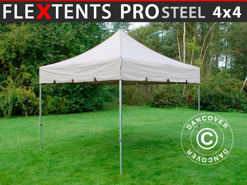Pop up gazebo FleXtents PRO Steel "Peaked" 4x4 m Latte