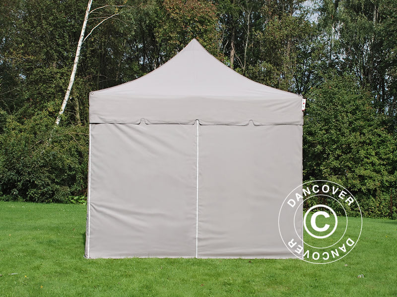 Pop up gazebo FleXtents PRO Steel "Peaked" 4x4 m Latte, incl. 4 sidewalls