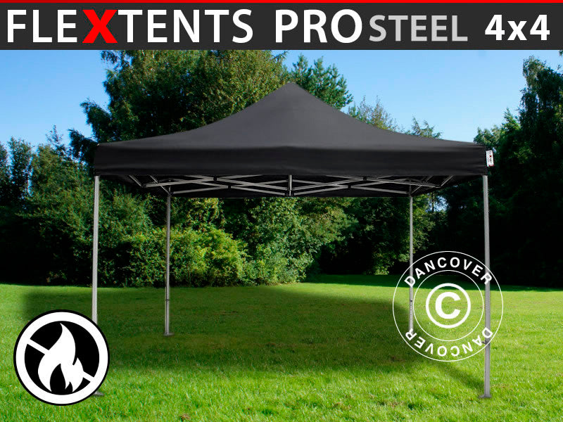 Pop up aiatelk FleXtents PRO Steel 4x4m Must, Tuld Tõkestav