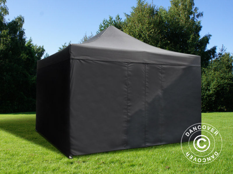 Pop up gazebo FleXtents PRO Steel 4x4 m Black, Flame retardant, incl. 4 sidewalls