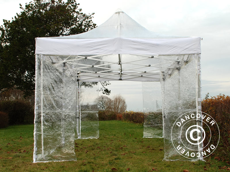 Gazebo pieghevole FleXtents PRO Steel 4x6m Trasparente, inclusi 8 fianchi
