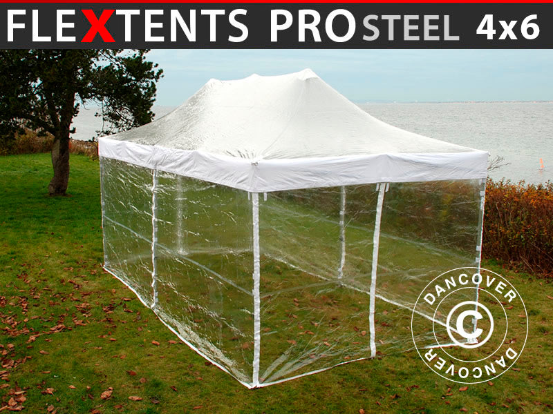 Flext. Pro Steel 4x6m Clear PVC Top+Fra+SWK YU+GL