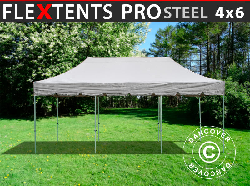 Pop up gazebo FleXtents PRO Steel "Peaked" 4x6 m Latte