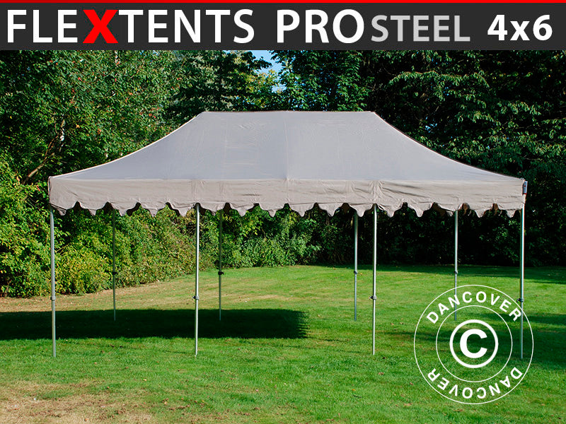 Gazebo pieghevole FleXtents PRO Steel "Morocco" 4x6m Latte