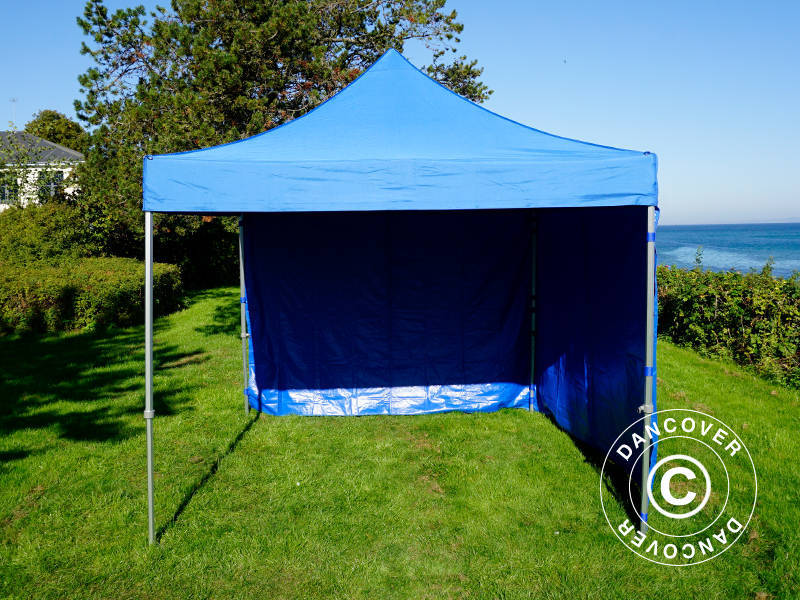 Gazebo pieghevole FleXtents PRO Steel 3x3m Blu, inclusi 4 fianchi