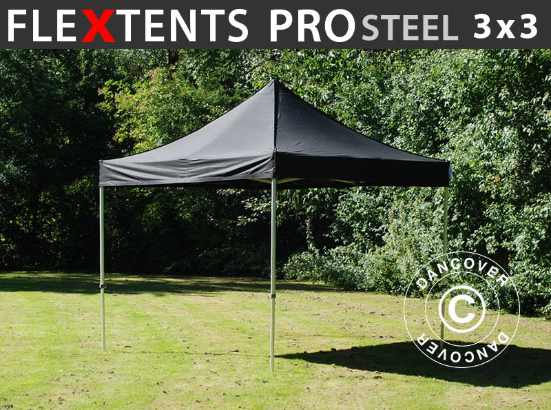 Faltzelt FleXtents PRO Steel 3x3m Schwarz