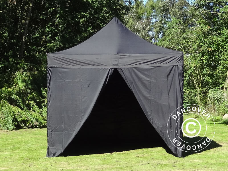 Brzo sklopivi paviljon FleXtents PRO Steel 3x3m Crna, uključ. 4 bočne stranice