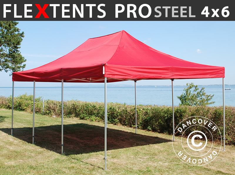 Brzo sklopivi paviljon FleXtents PRO Steel 4x6m Crvena