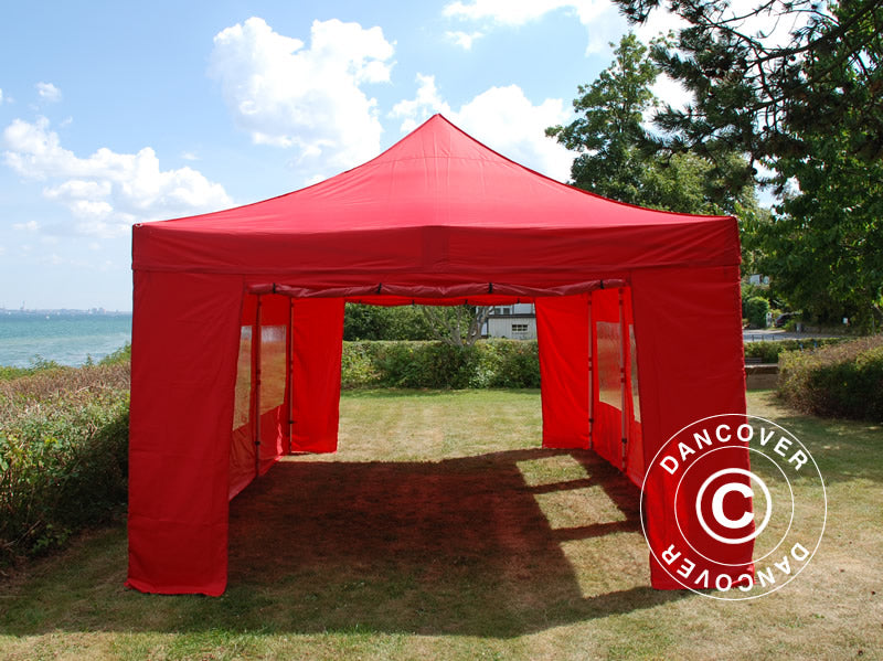 Pop up gazebo FleXtents PRO Steel 4x6 m Red, incl. 8 sidewalls