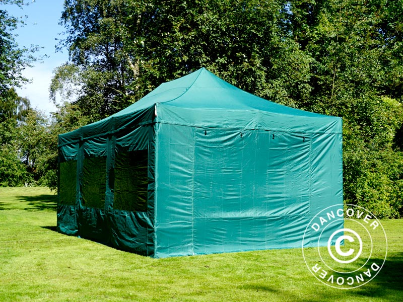 Gazebo pieghevole FleXtents PRO Steel 4x6m Verde, inclusi 8 fianchi