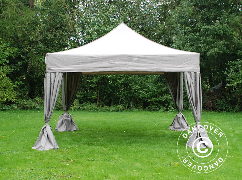 Pop up aiatelk FleXtents PRO Steel 4x4m Latte, kaasas 4 dekoratiivse kardinaga