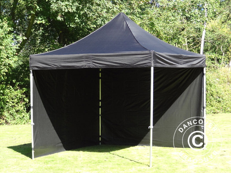Faltzelt FleXtents Steel 3x3m Schwarz, mit 4 Seitenwänden