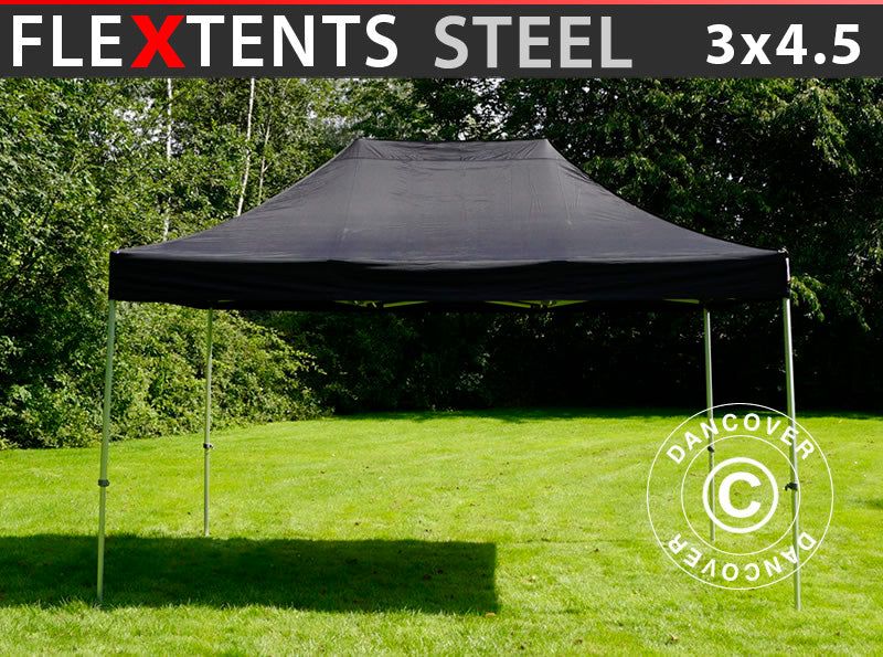 Faltzelt FleXtents Steel 3x4,5m, Schwarz