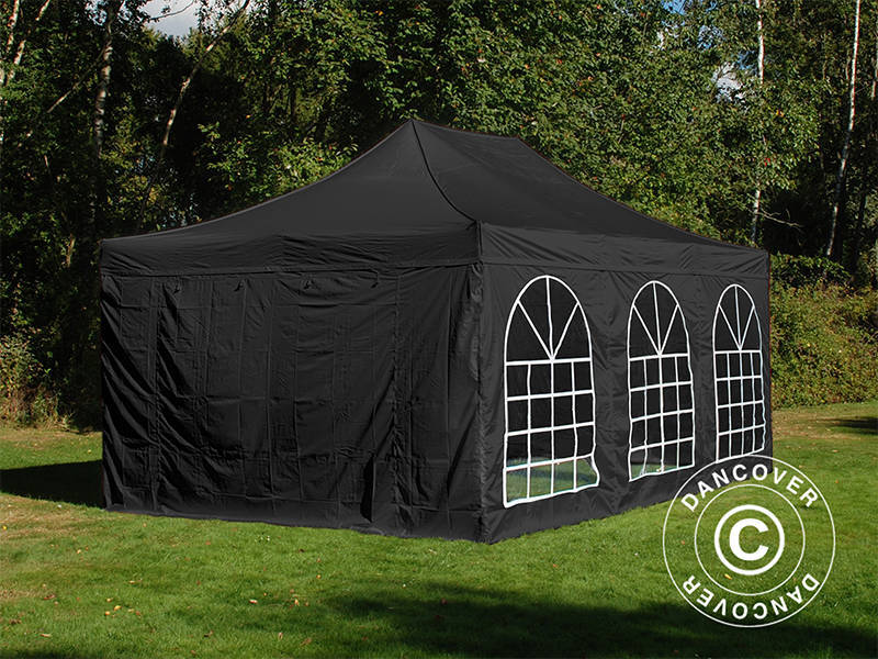 Pop up gazebo FleXtents Steel 4x6 m Black, incl. 4 sidewalls