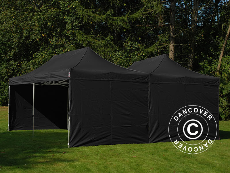 Gazebo pieghevole FleXtents Steel 6x6m Nero, incl. 8 pareti laterali