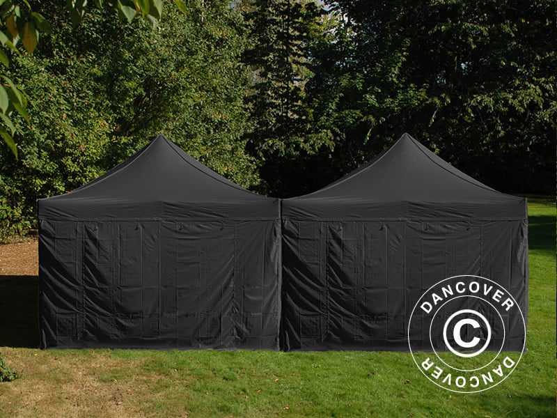 Faltzelt FleXtents Steel 6x6m Schwarz, inkl. 8 Seitenwände