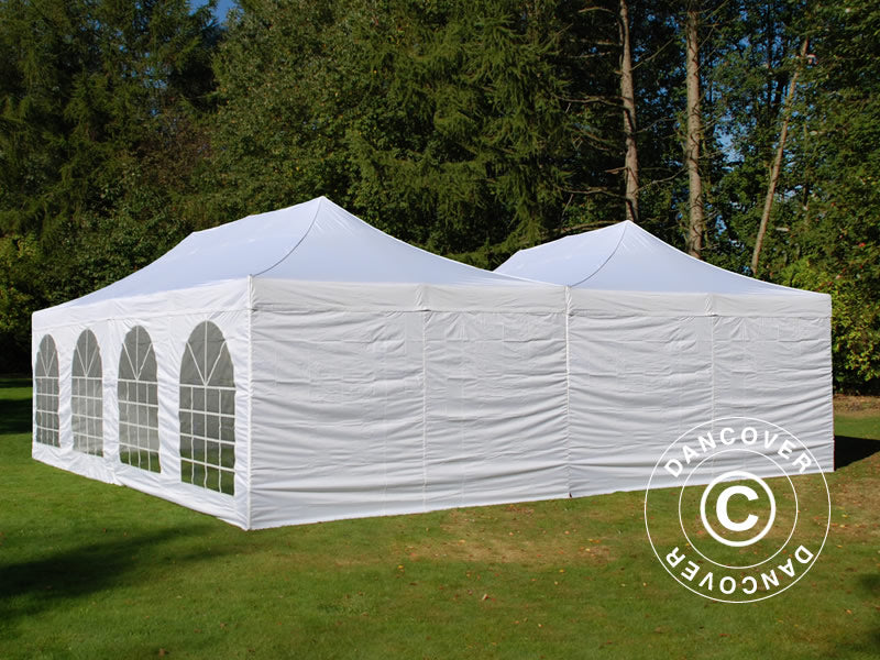 Faltzelt FleXtents Steel 8x8m Weiß, inkl. 8 Seitenwände