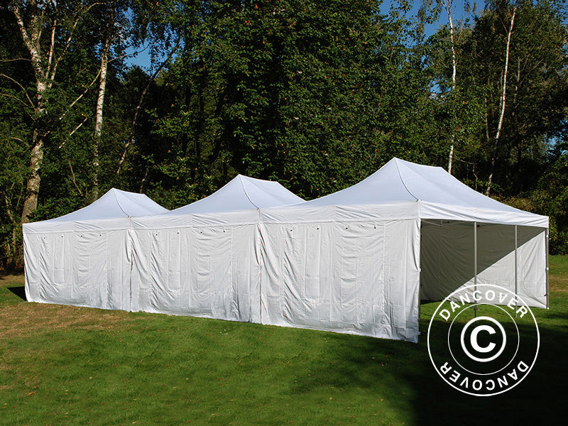 Vouwtent FleXtents® Steel 12x6m Wit, incl. 8 zijwanden
