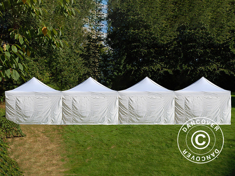 Tente pliante FleXtents® Steel 16x8m Blanc, incl. 10 parois latérales