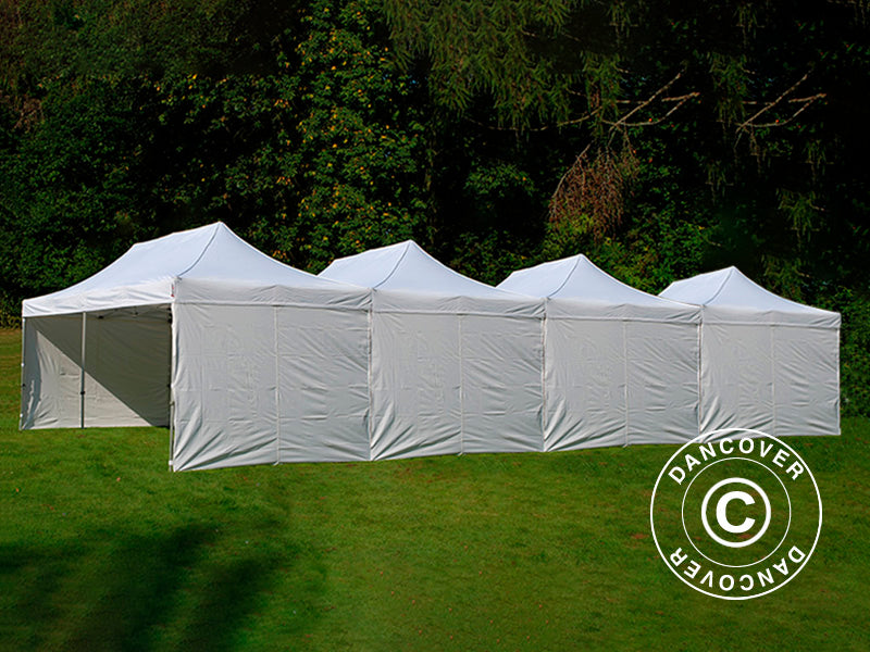 Tente pliante FleXtents® Steel 16x8m Blanc, incl. 10 parois latérales