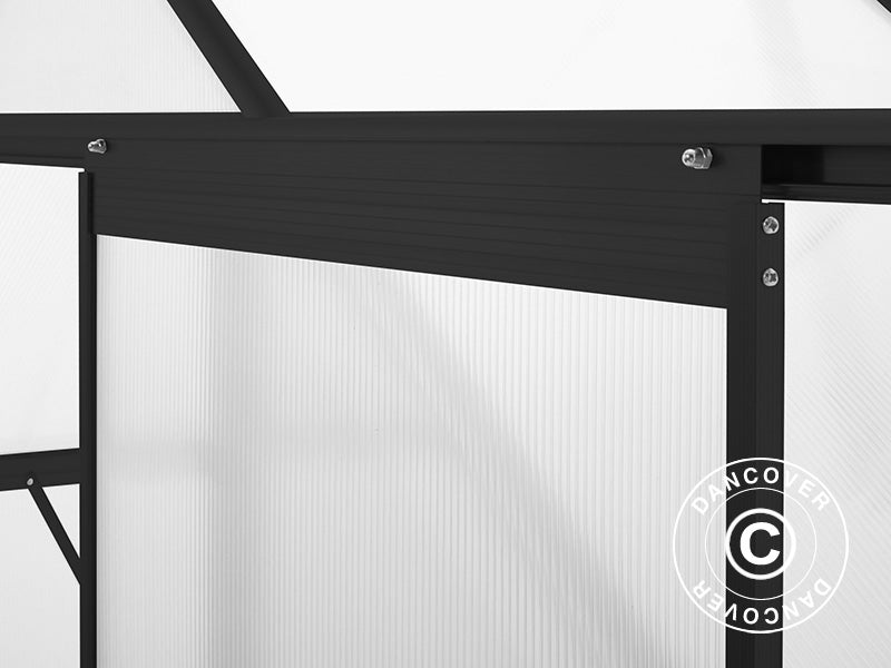 Šiltnamis Polikarbonatas 4,75m², 1,9x2,5x2,05m su pagrindu, Juodas