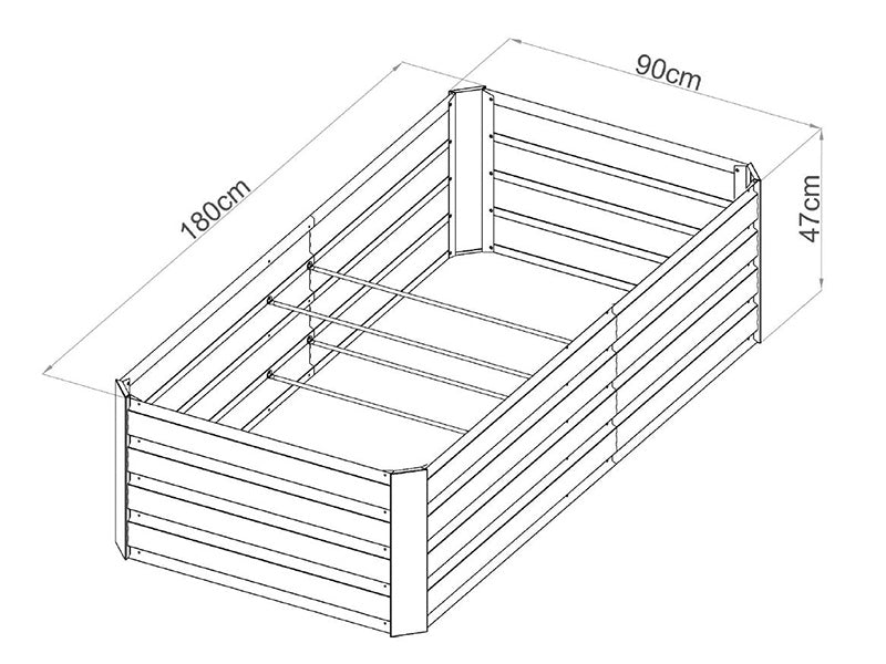Plantenbak voor buiten, 0,9x1,8x0,47m, 800l, Antraciet