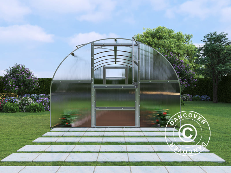 Gewächshaus Polycarbonat TITAN Arch 280, 18m², 3x6m, Silber