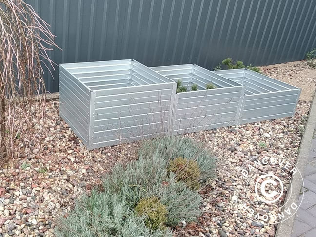 Verhoogd bloemenbed, 0,75x2,25x0,3/0,4/0,5m, Zilver