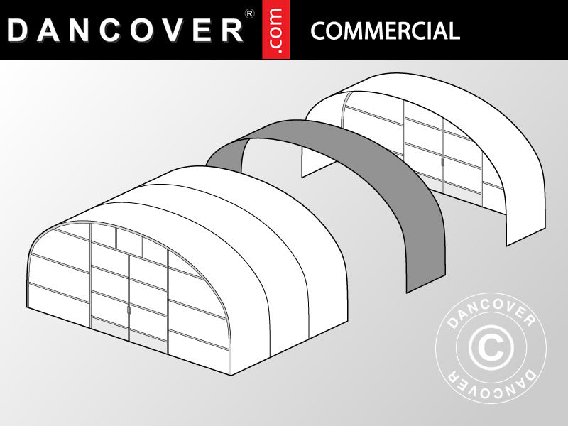 Commercial greenhouse tunnel extension, 8.6x2x3.95 m, Transparent