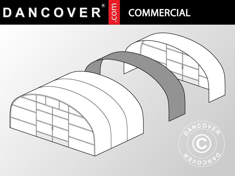 Commercial greenhouse tunnel extension, 9.7x2x3.95 m, Transparent