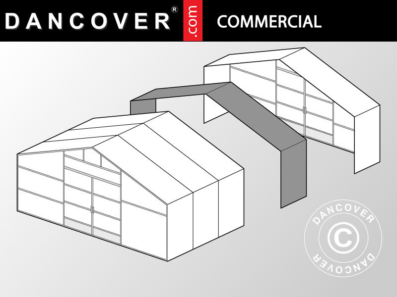 Commercial greenhouse tunnel extension, 8x2x3.95 m, Transparent