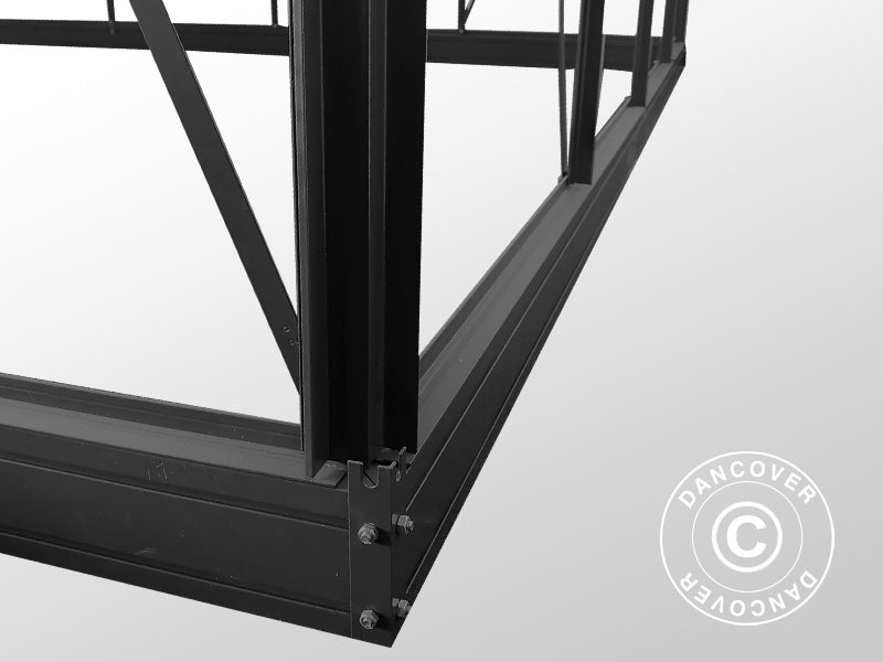Orangery, greenhouse glass 13.3 m², 4.45x2.99x2.95 m w/Base and cresting, Black