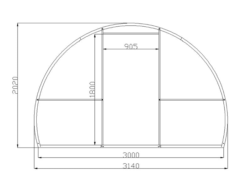 Gewächshaus aus Polycarbonat, Strong NOVA 36m², 3x12m, Silber