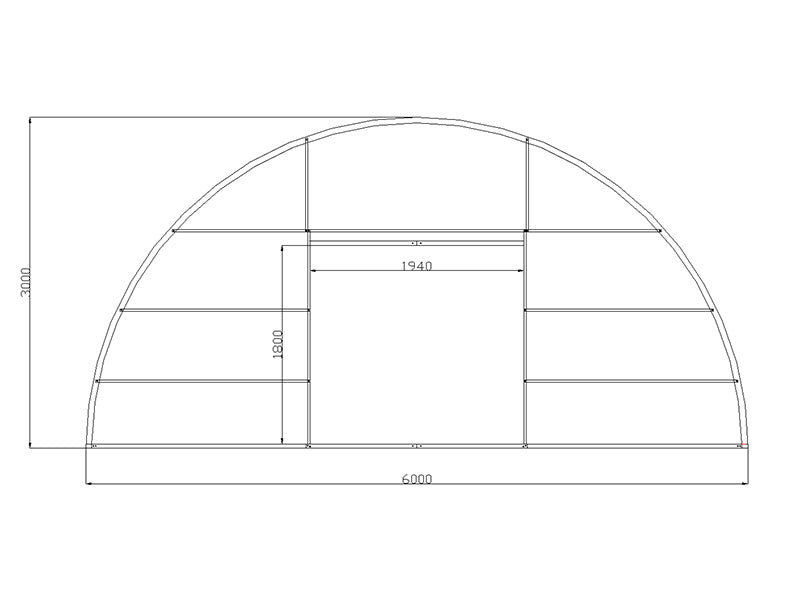 Invernadero de policarbonato Strong NOVA 60m², 6x10m, Plateado