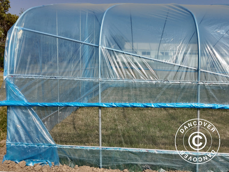 Polytunnel Greenhouse, 6x20x2,5m, 100-micron PO Film, Transparent