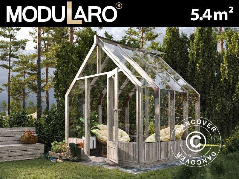 Gewächshaus/Gartenpavillon aus Holz, 2,4x2,44x2,83m, 5,4m², Grau