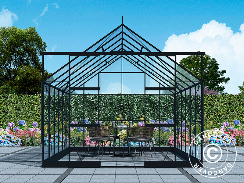 Greenhouse 3x3,68x2,6m w/Base Black