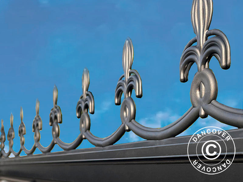 Gewächshaus aus Glas 3x3,68x2,6m mit Sockel und Krone, 11,04m², Schwarz