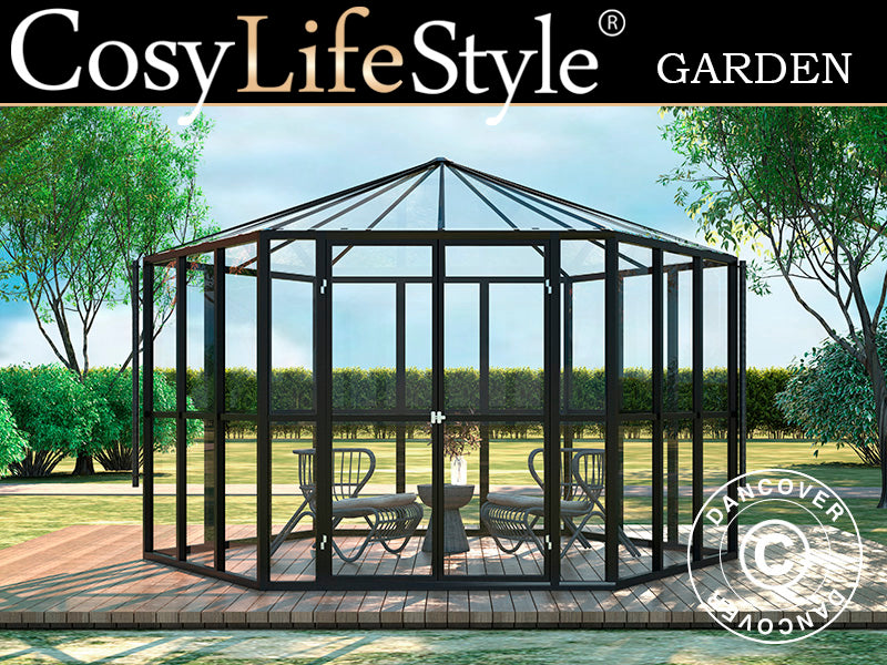 Orangery Hexagonal 3,12x3,6x2,42m w/Base Black