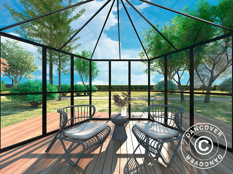 Orangery Hexagonal 3,12x3,6x2,42m w/Base Black
