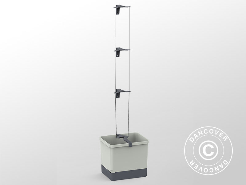 Plantenbak, CURT CUCUMBER, met paal en waterreservoir, Lichtgrijs