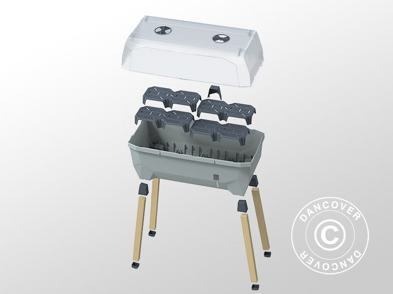 Hochbeet, SAMMY SALAD, mit Abdeckung und Wassertank, Hellgrau