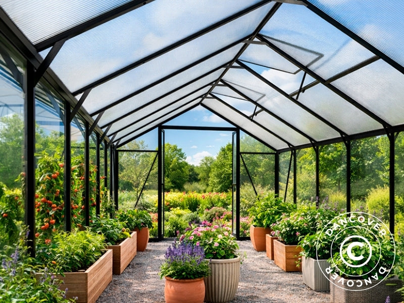Greenhouse polycarbonate 11.8 m2, 2.47x4.81x2.13 m, Black